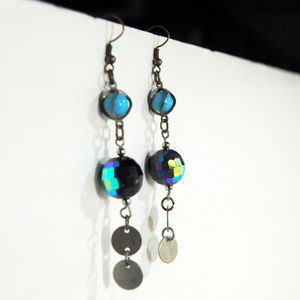 Wire Wrapped Bead & Metal Assemblage Earrings